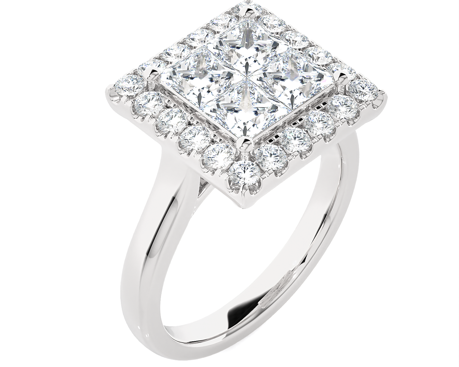 2 ctw Princess-Cut Lab Grown Diamond Halo Engagement Ring