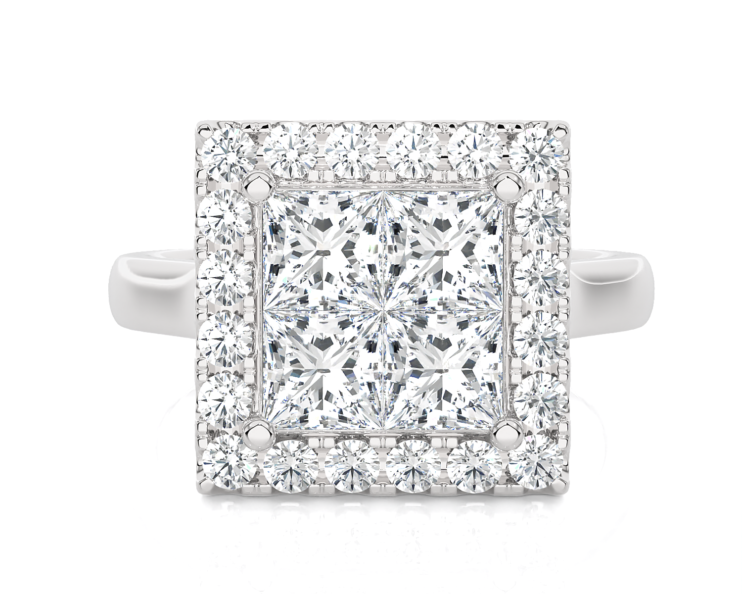 2 ctw Princess-Cut Lab Grown Diamond Halo Engagement Ring