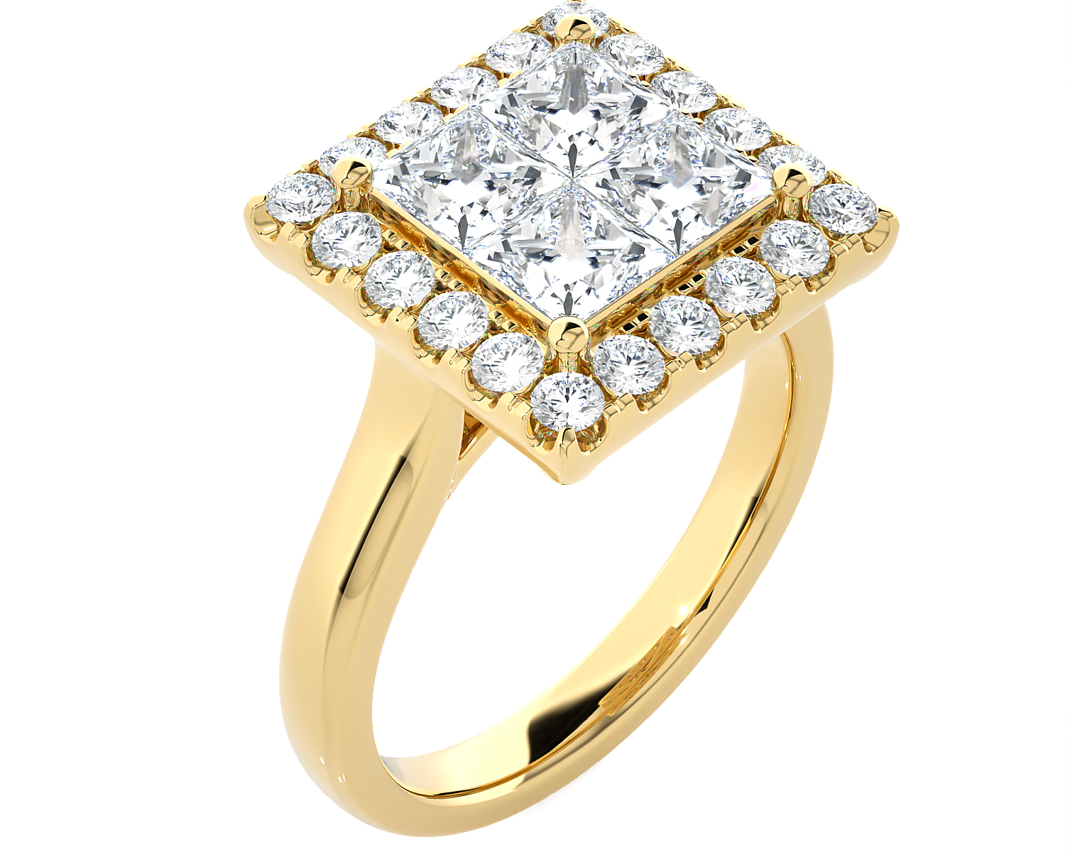 2 ctw Princess-Cut Lab Grown Diamond Halo Engagement Ring