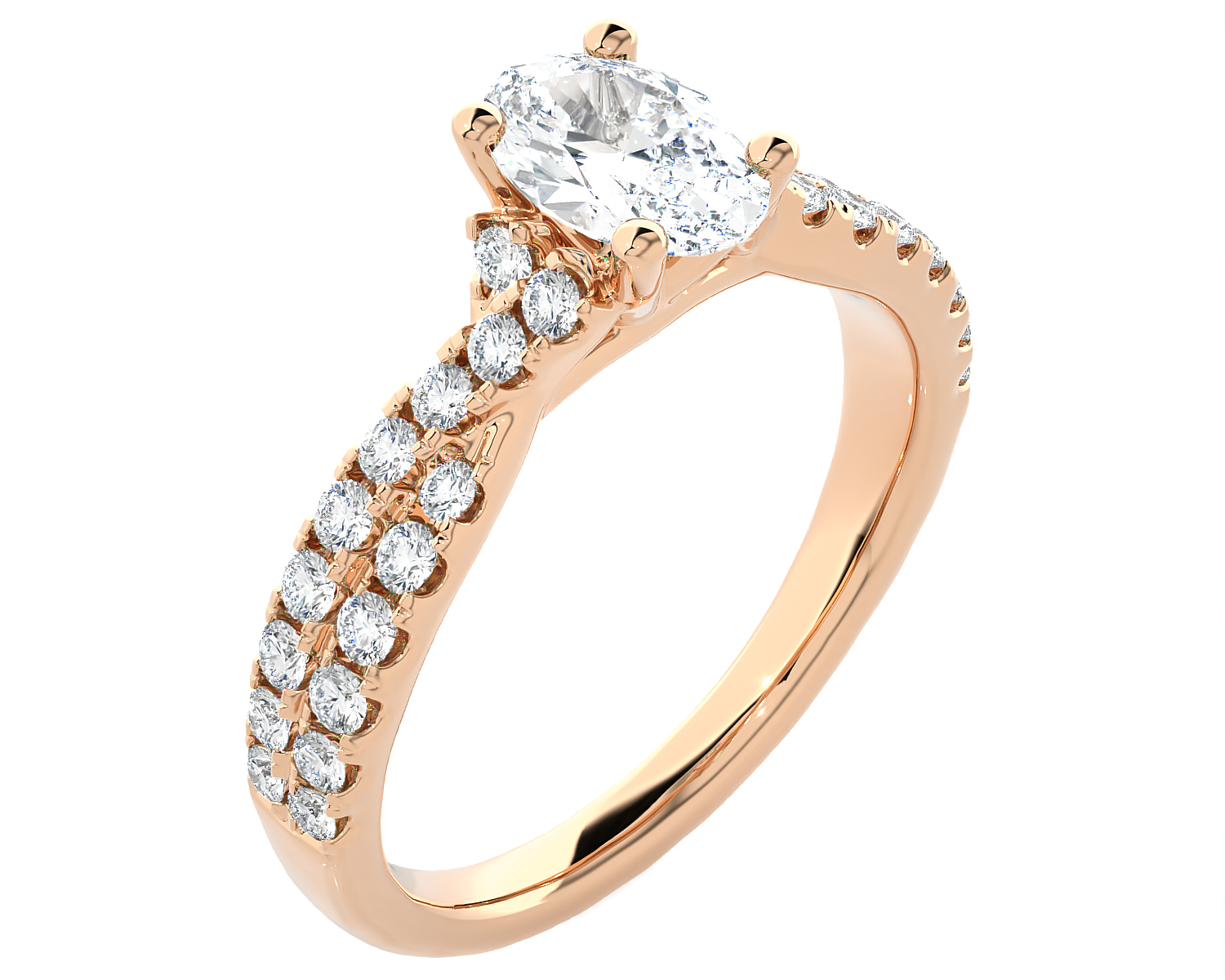 1 1/4 ctw Round Lab Grown Diamond Side Stone Engagement Ring