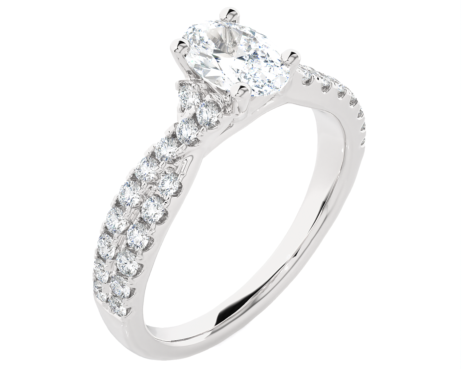 1 1/4 ctw Round Lab Grown Diamond Side Stone Engagement Ring