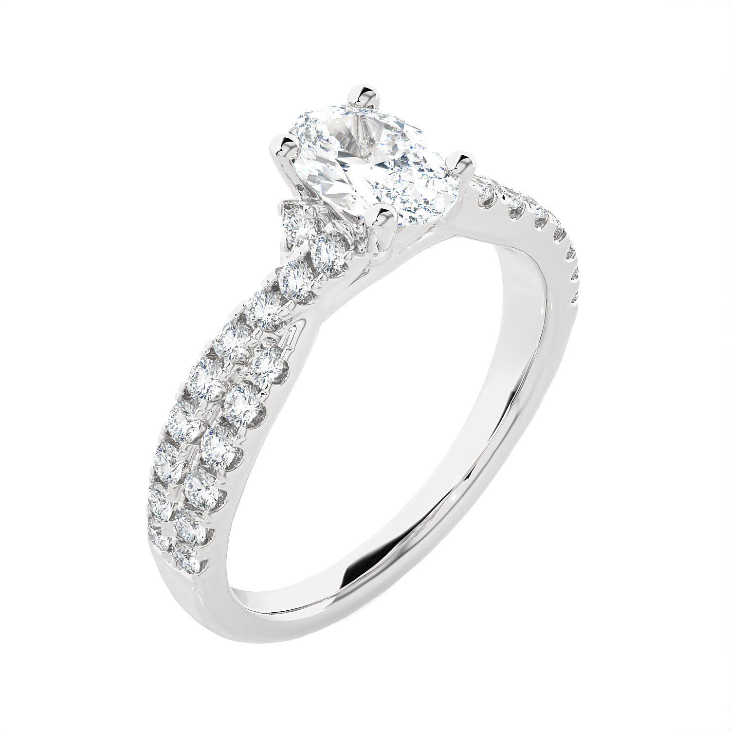 1 1/4 ctw Round Lab Grown Diamond Side Stone Engagement Ring