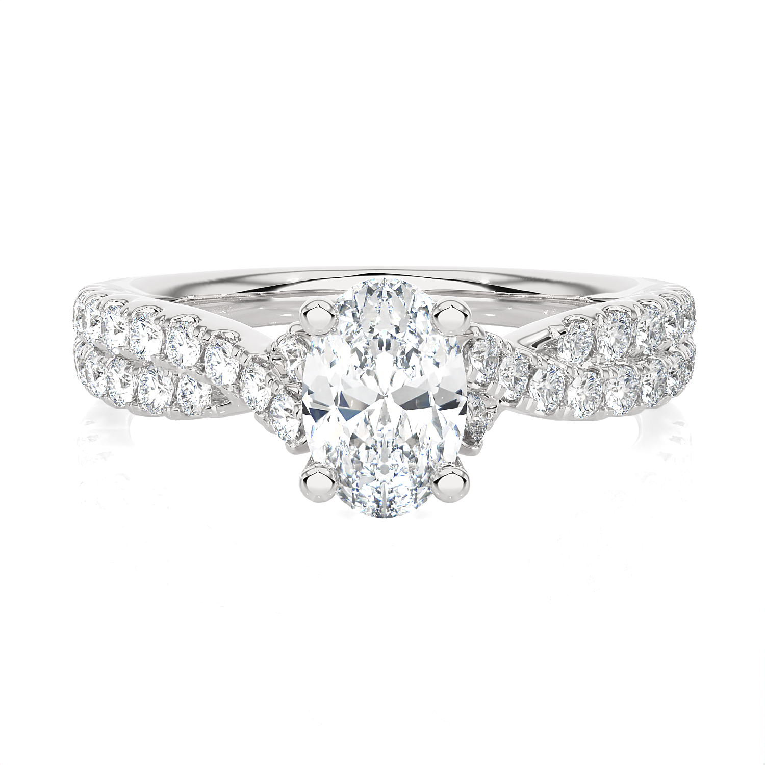 1 1/4 ctw Round Lab Grown Diamond Side Stone Engagement Ring