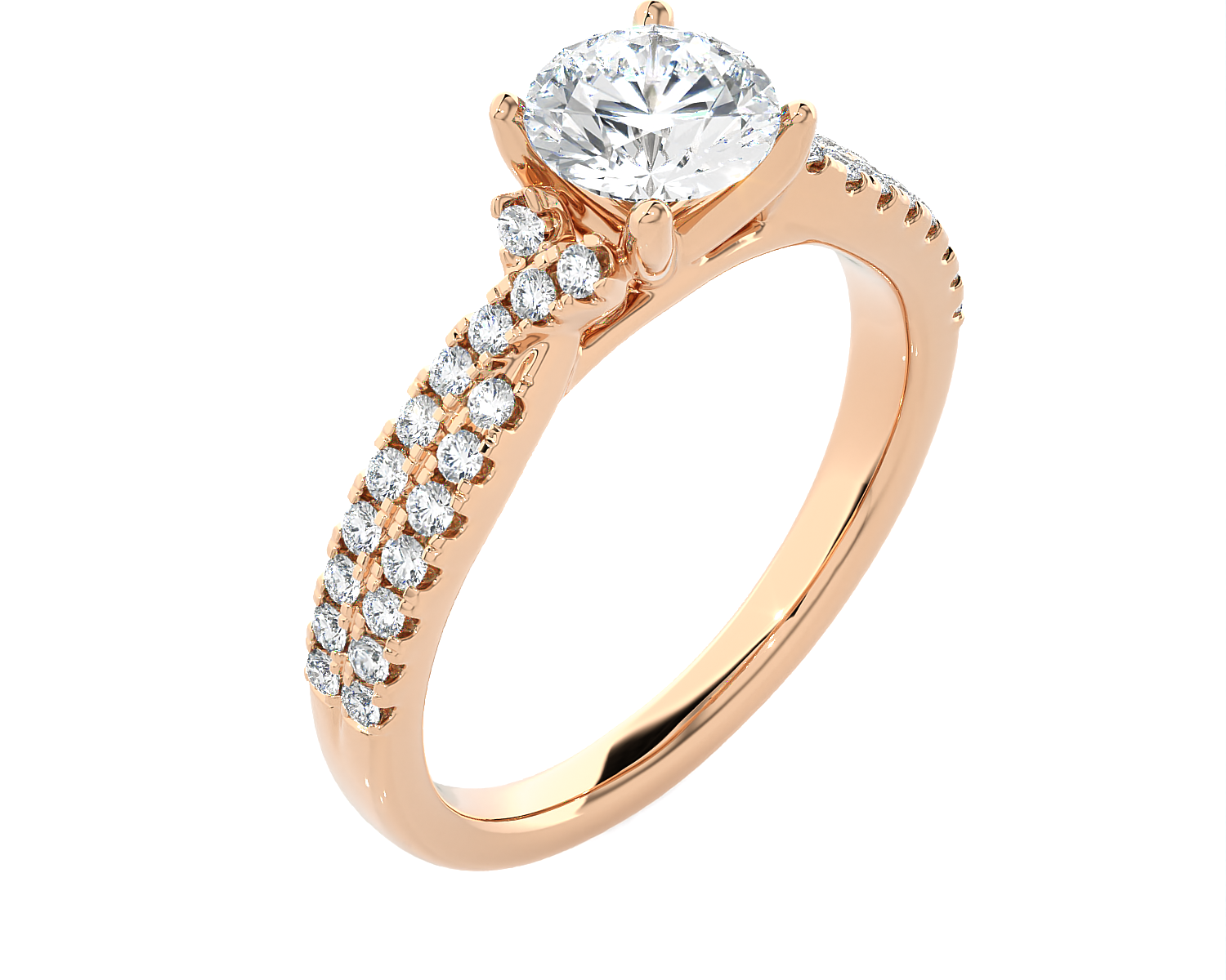 1 ctw Round Lab Grown Diamond Side Stone Engagement Ring