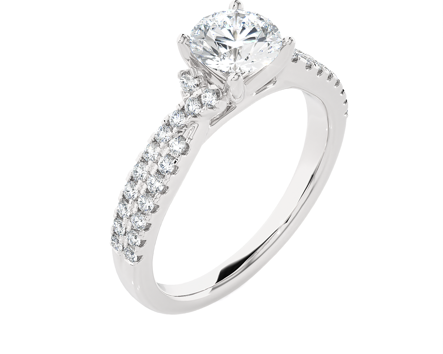 1 ctw Round Lab Grown Diamond Side Stone Engagement Ring