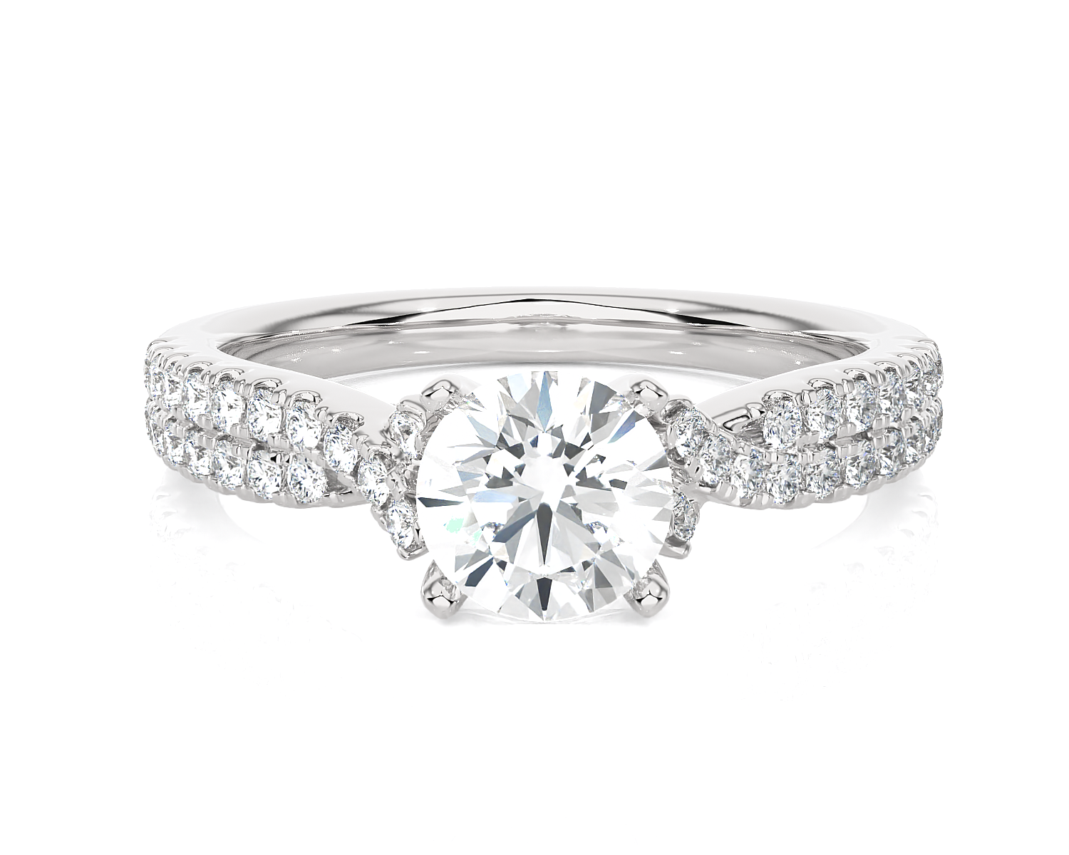 1 ctw Round Lab Grown Diamond Side Stone Engagement Ring