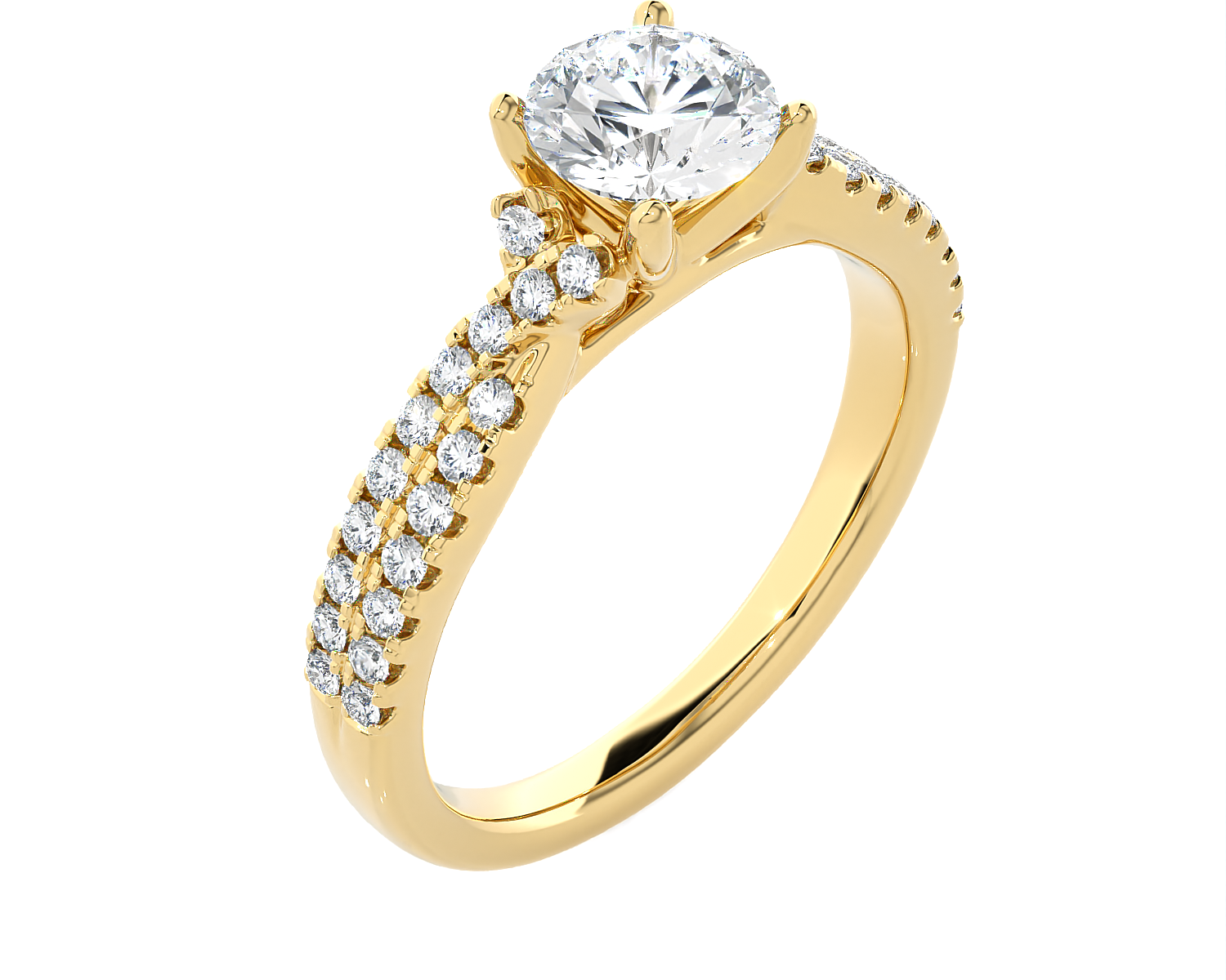1 ctw Round Lab Grown Diamond Side Stone Engagement Ring