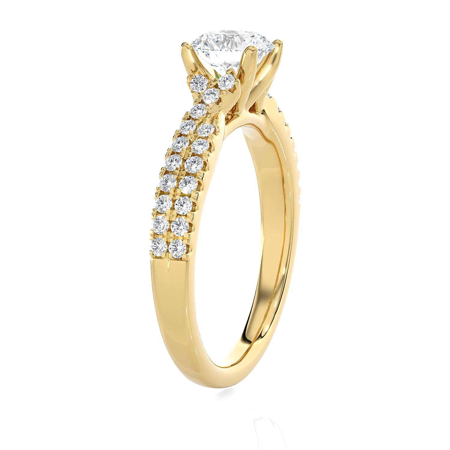 1 ctw Round Lab Grown Diamond Side Stone Engagement Ring