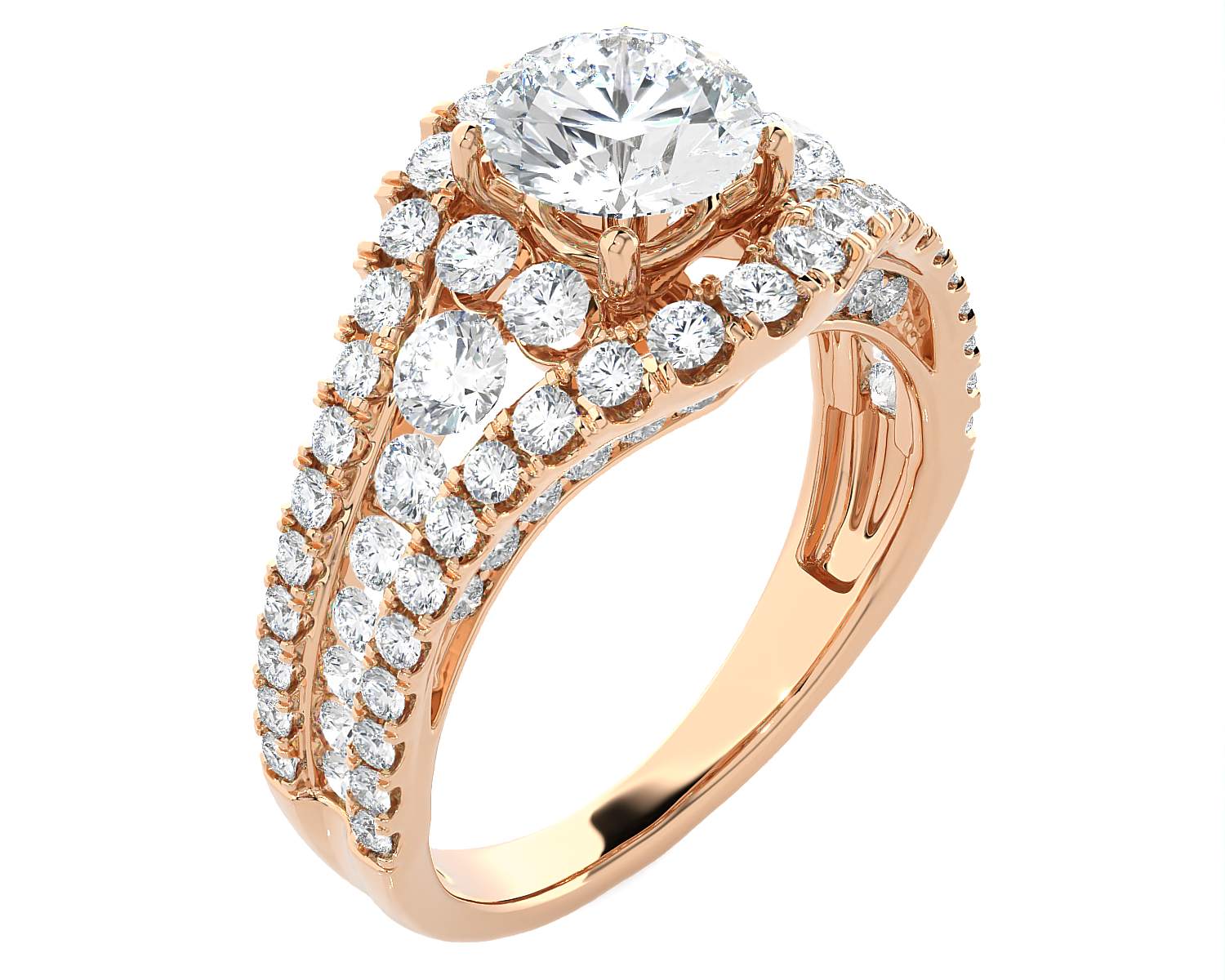 2 5/8 ctw Round Lab Grown Diamond Side Stone Engagement Ring