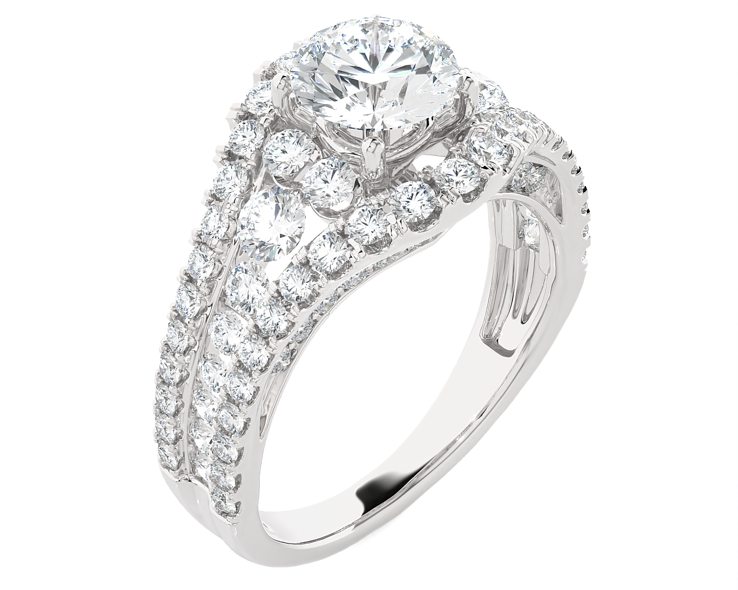 2 5/8 ctw Round Lab Grown Diamond Side Stone Engagement Ring