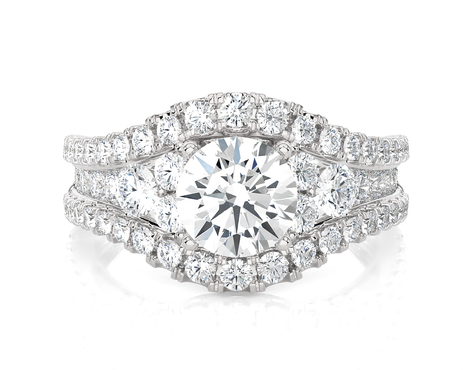 2 5/8 ctw Round Lab Grown Diamond Side Stone Engagement Ring