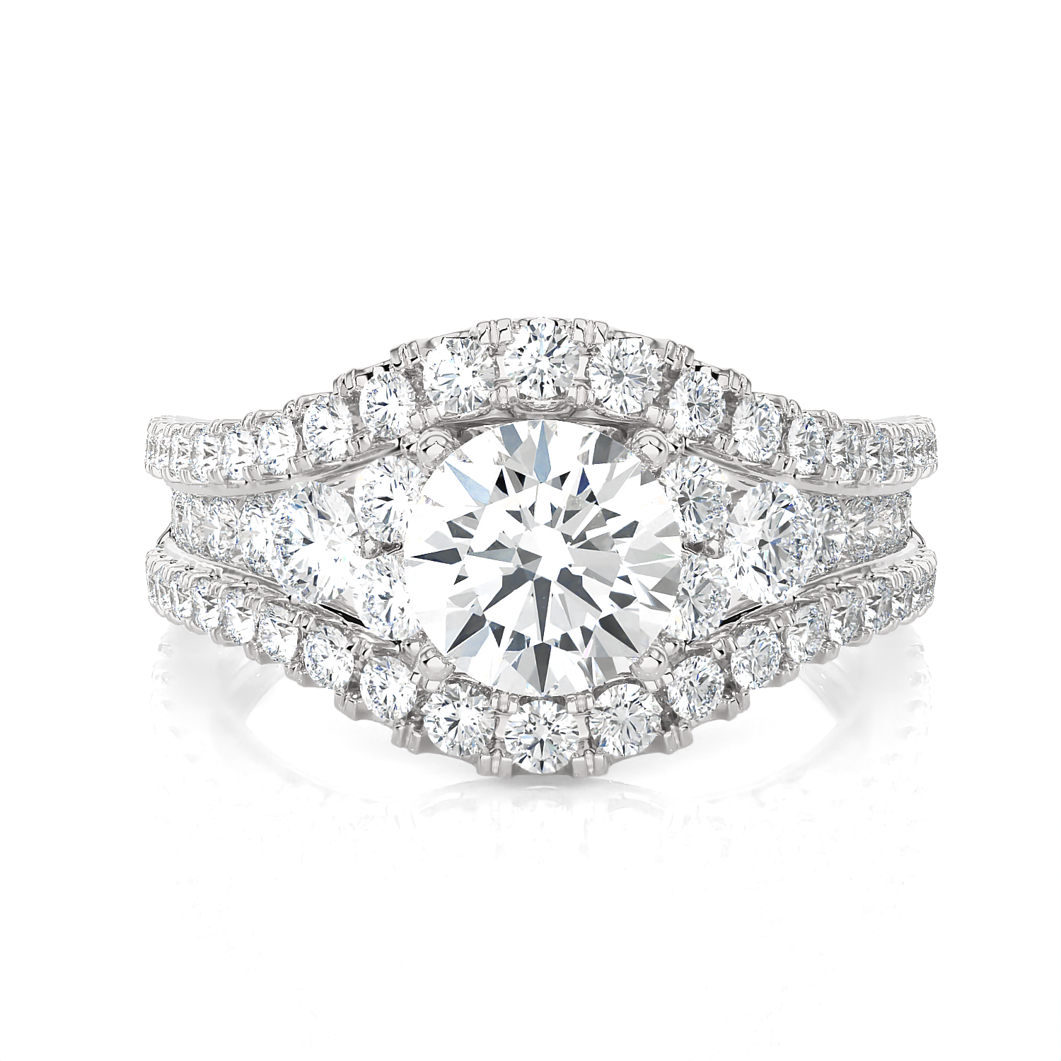 2 5/8 ctw Round Lab Grown Diamond Side Stone Engagement Ring