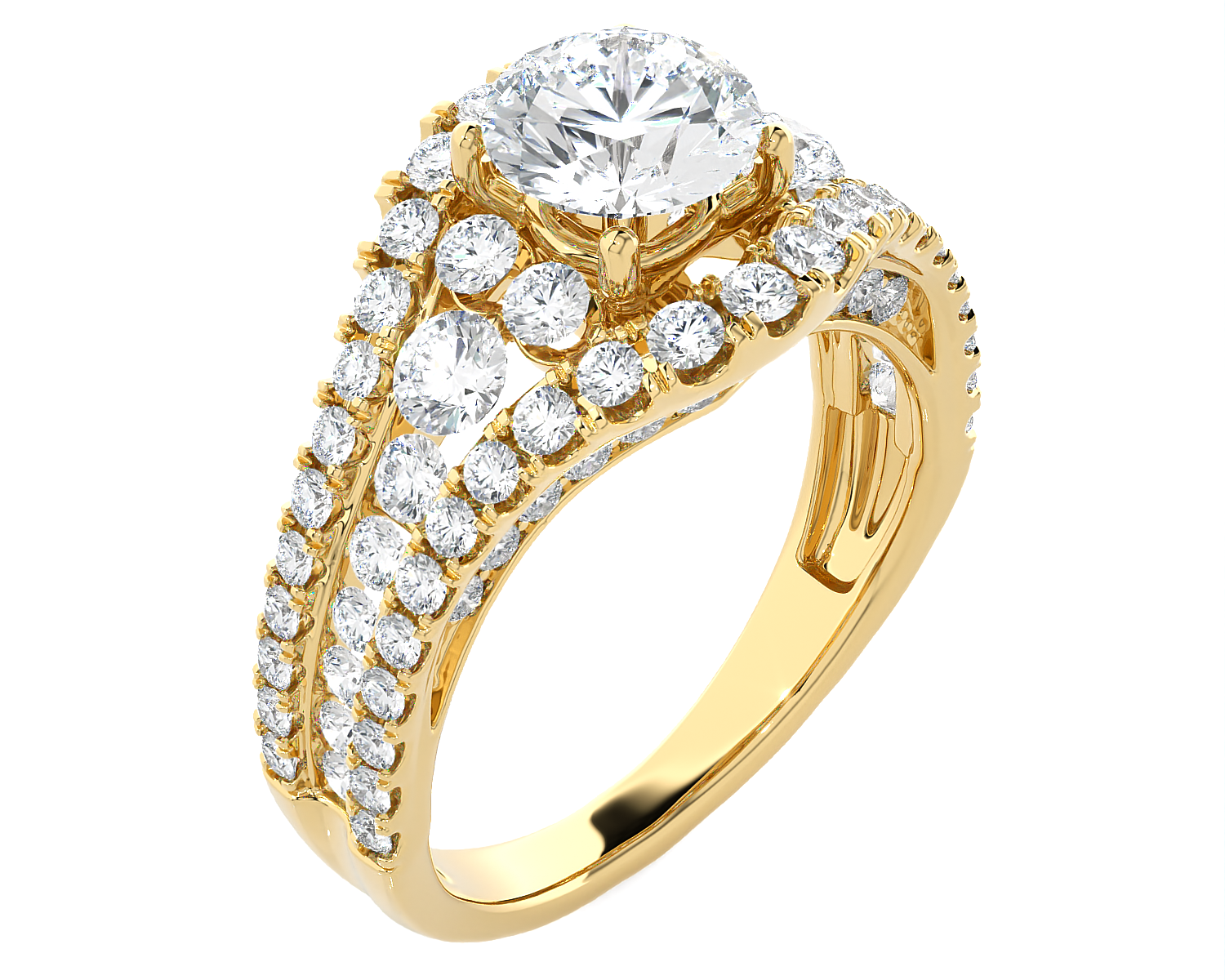 2 5/8 ctw Round Lab Grown Diamond Side Stone Engagement Ring