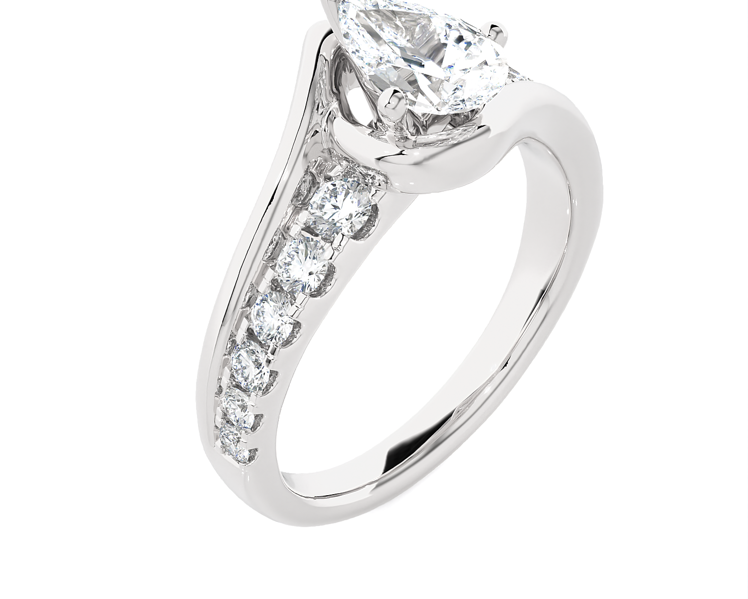 1 3/4 ctw Pear-Shaped Lab Grown Diamond Side Stone Engagement Ring