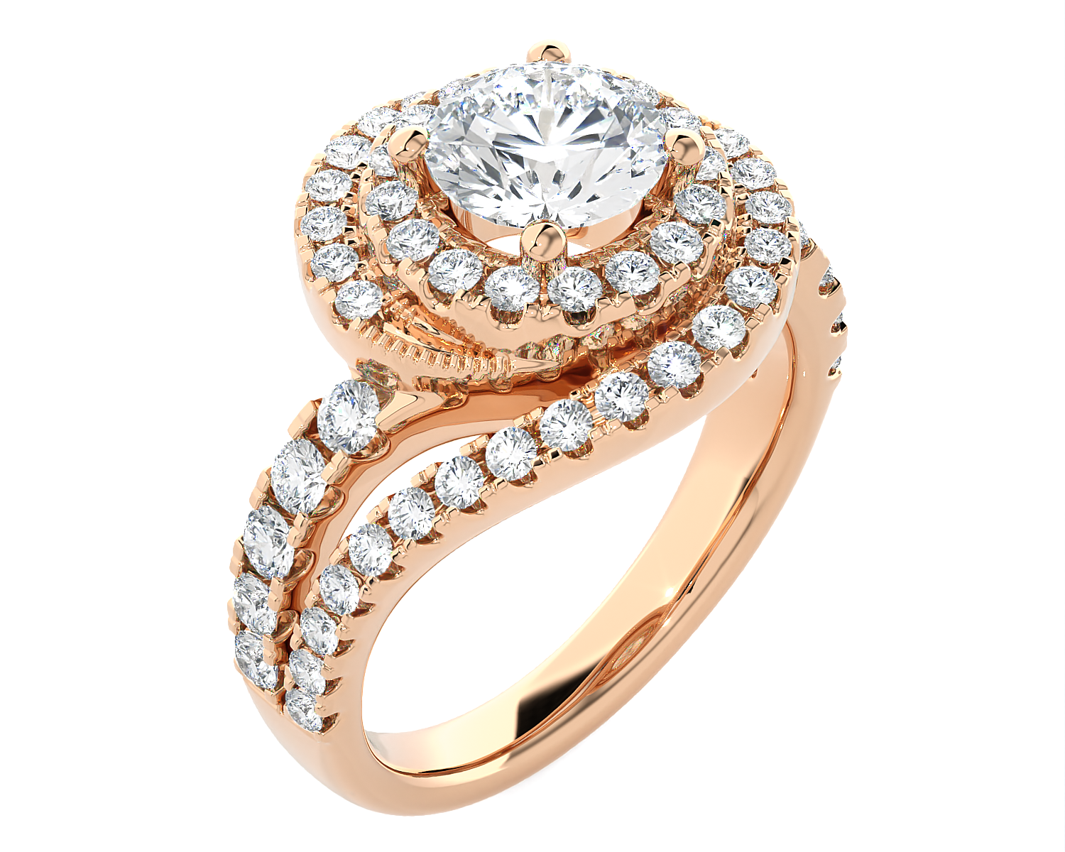 Round Lab Grown Diamond Halo Engagement Ring