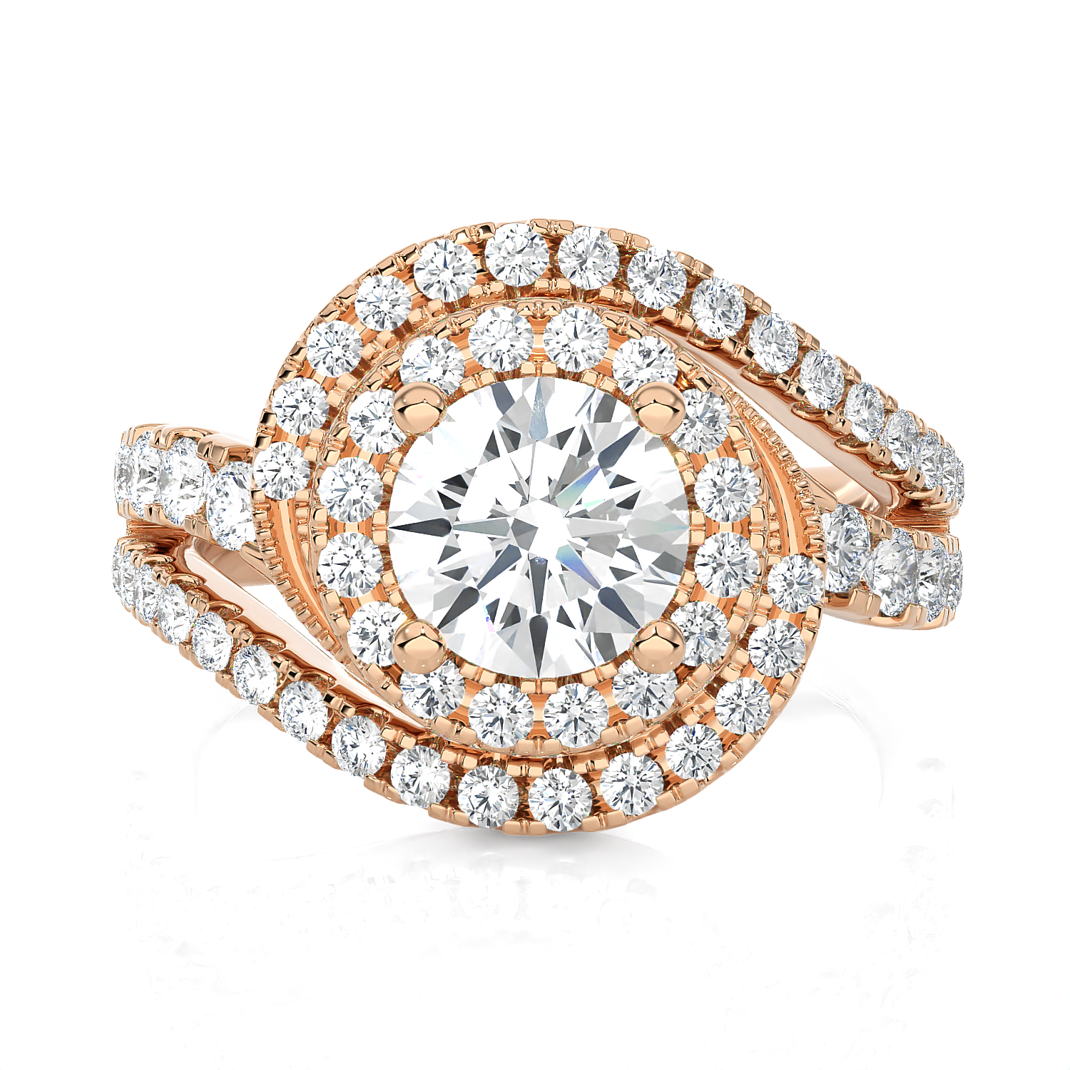 Round Lab Grown Diamond Halo Engagement Ring