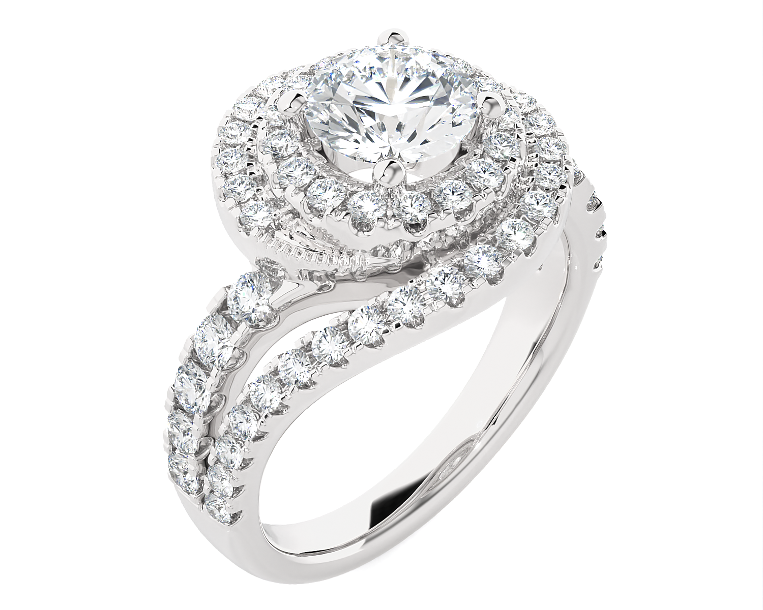 Round Lab Grown Diamond Halo Engagement Ring