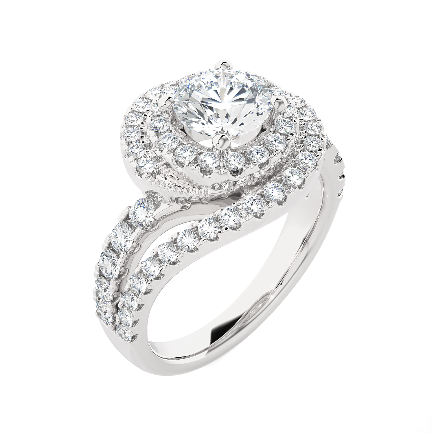 Round Lab Grown Diamond Halo Engagement Ring