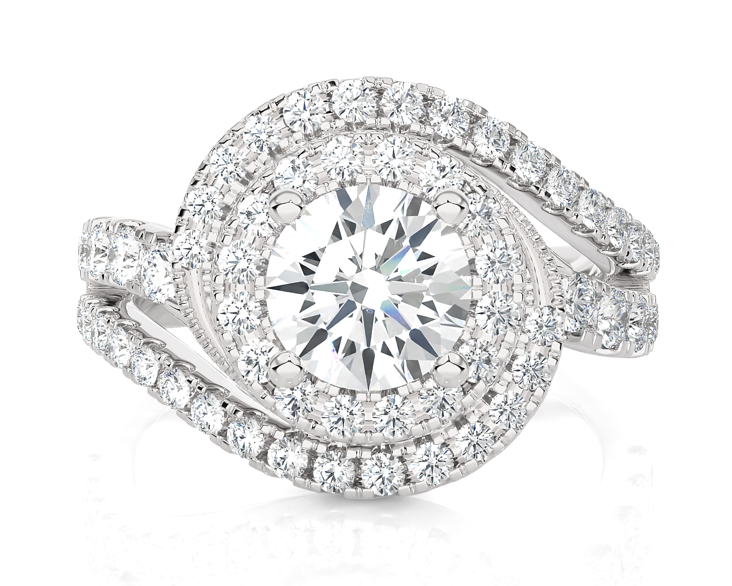 Round Lab Grown Diamond Halo Engagement Ring