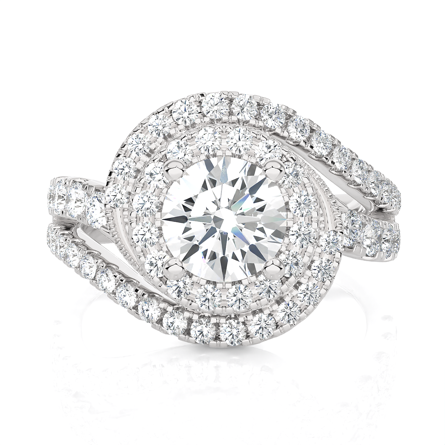 Round Lab Grown Diamond Halo Engagement Ring