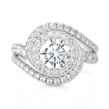 Round Lab Grown Diamond Halo Engagement Ring