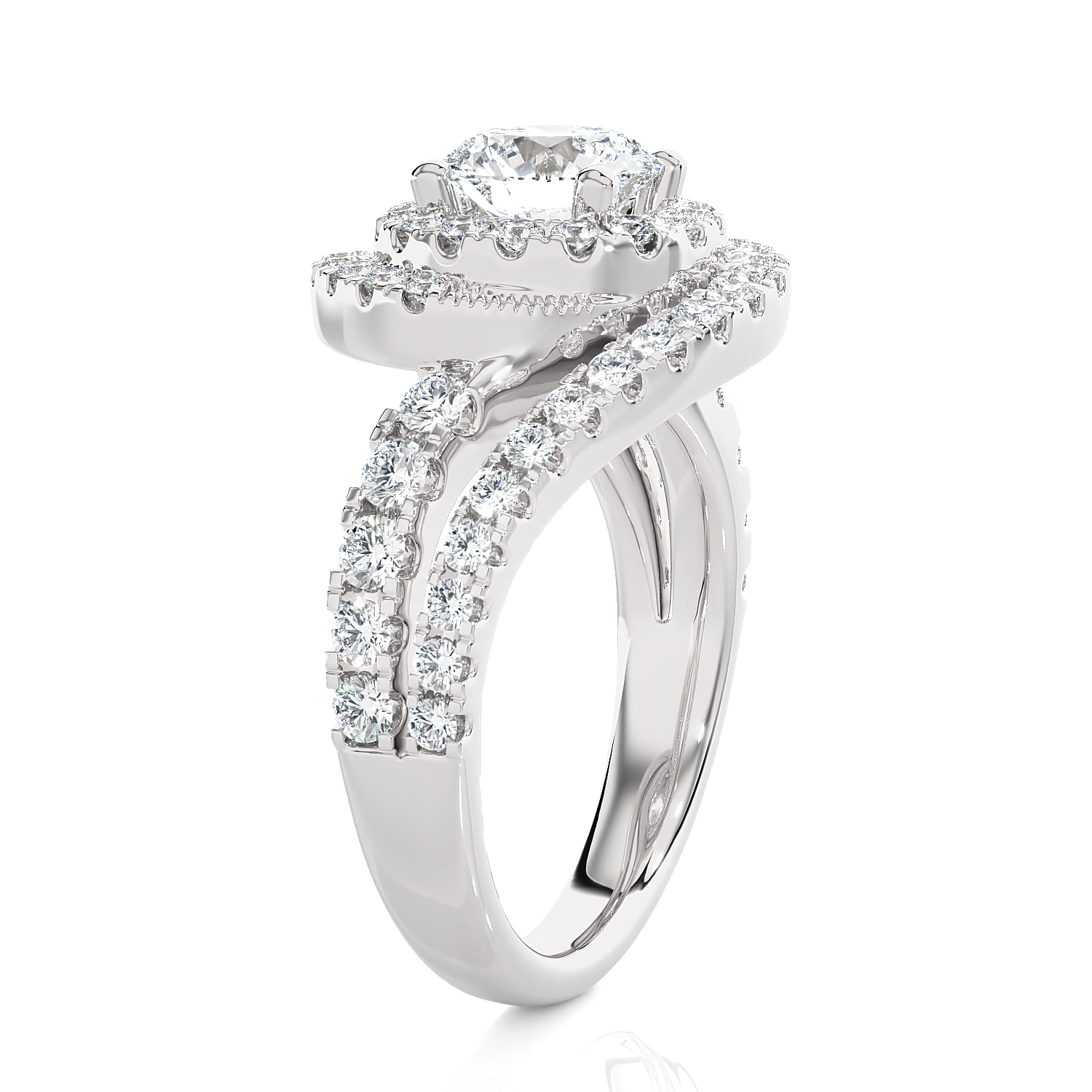 Round Lab Grown Diamond Halo Engagement Ring