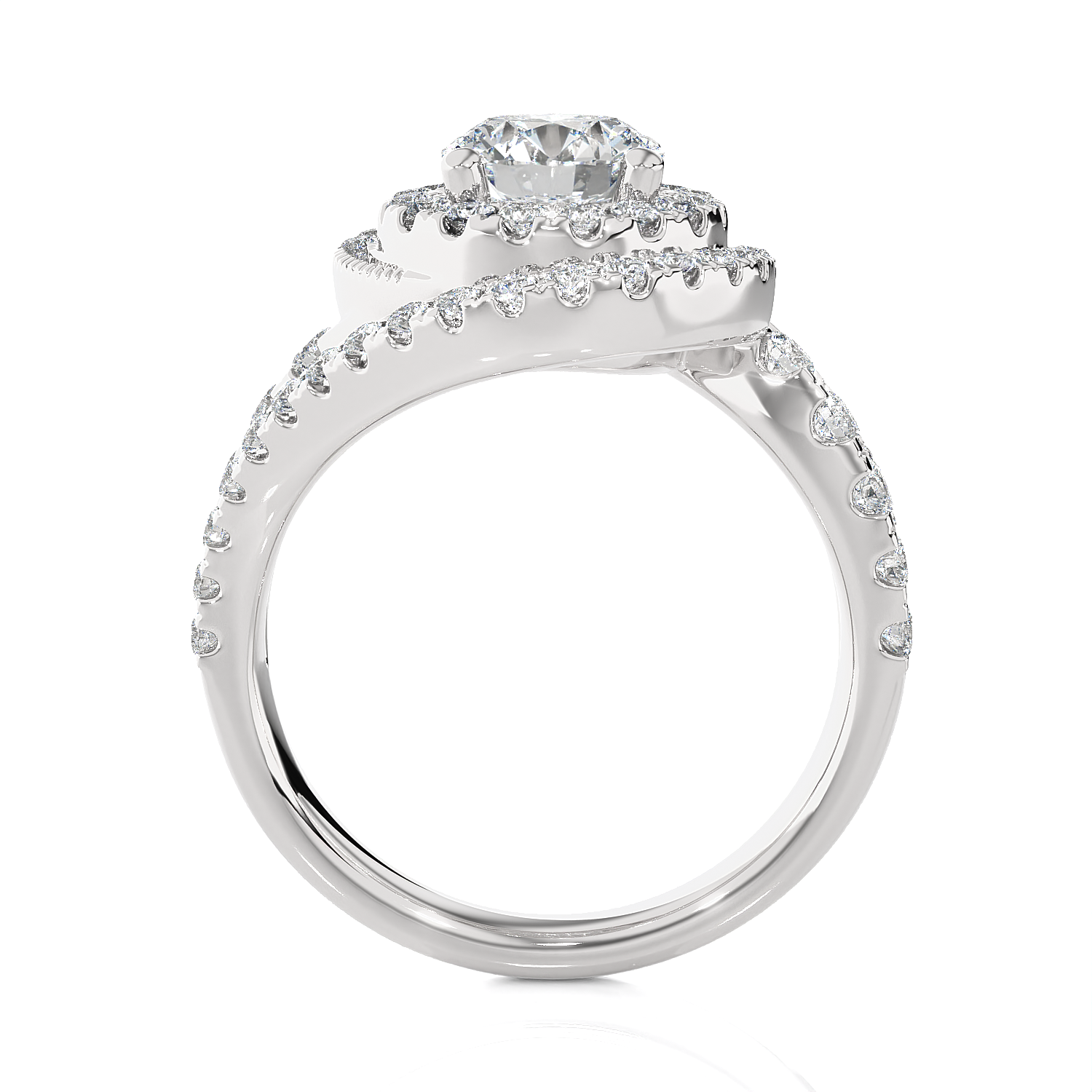 Round Lab Grown Diamond Halo Engagement Ring