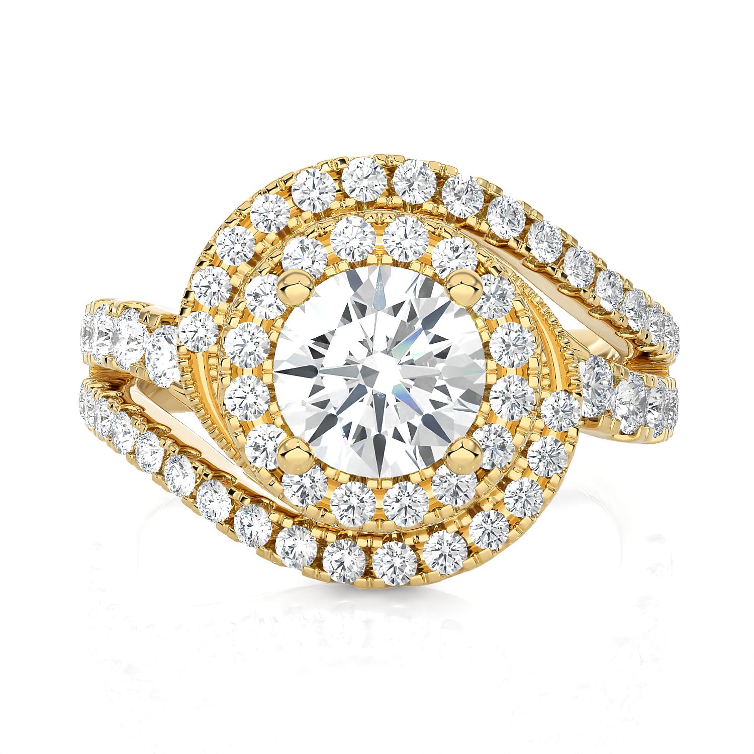 Round Lab Grown Diamond Halo Engagement Ring