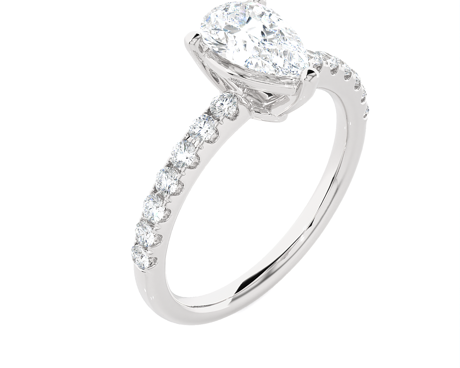 1 5/8 ctw Pear-Shaped Lab Grown Diamond Side Stone Engagement Ring