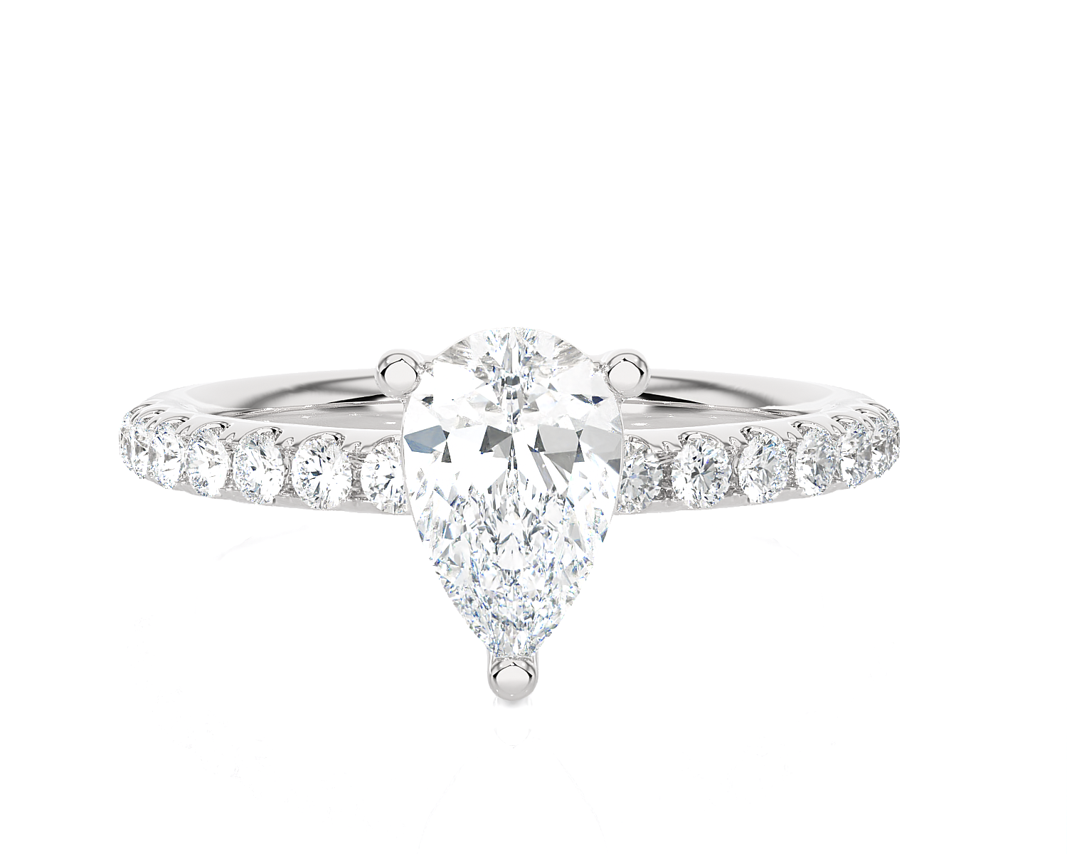 1 5/8 ctw Pear-Shaped Lab Grown Diamond Side Stone Engagement Ring