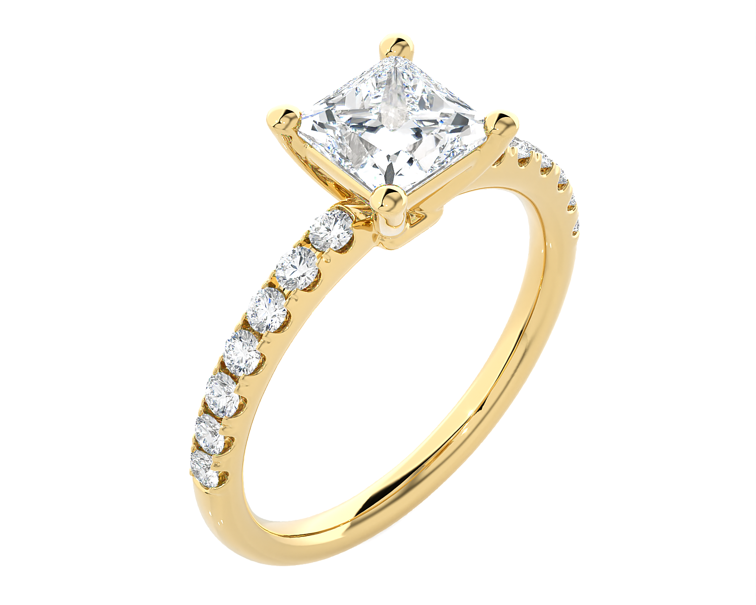 7/8 ctw Princess-Cut Lab Grown Diamond Side Stone Engagement Ring