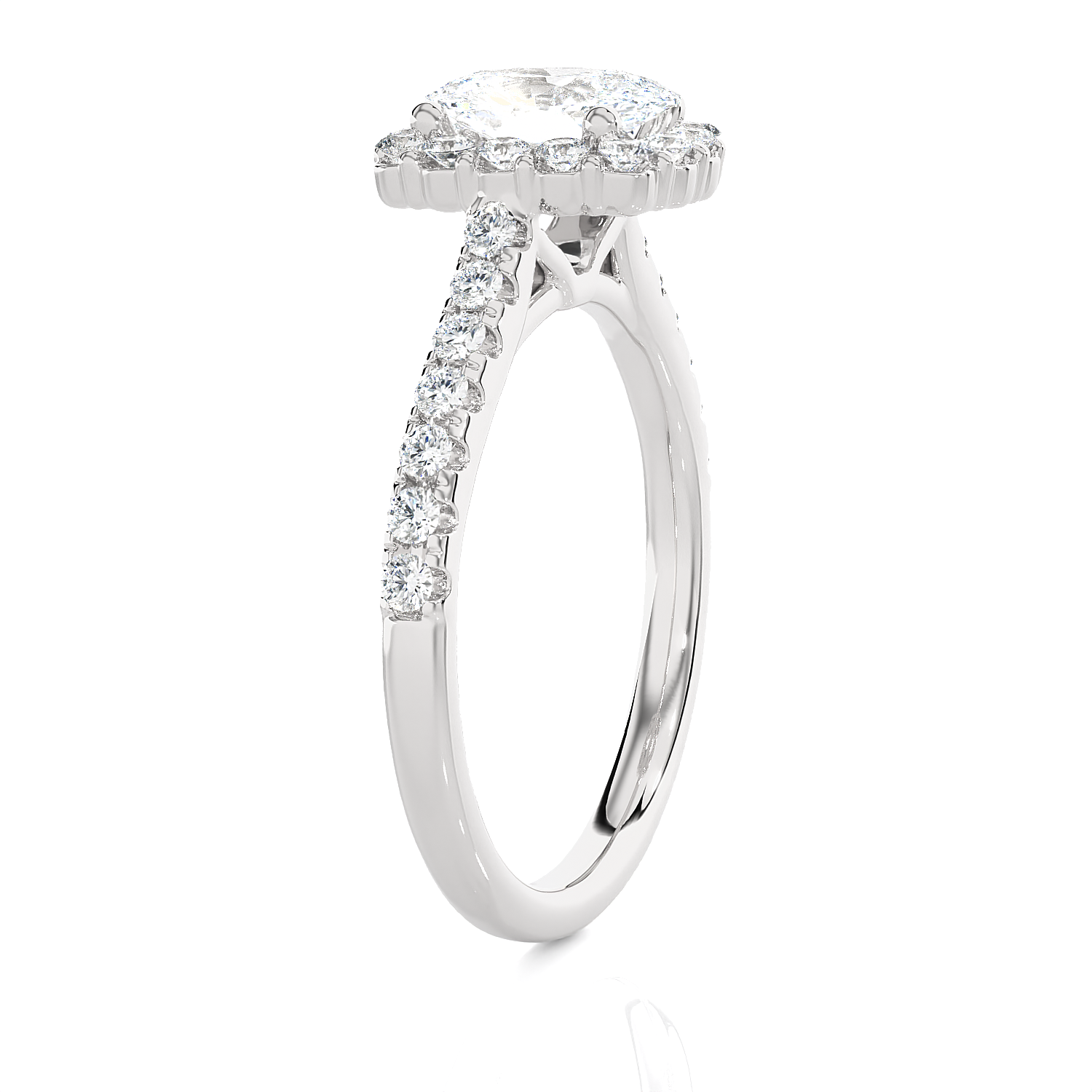 1 1/2 ctw Oval Lab Grown Diamond Halo Engagement Ring