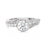 1 ctw Round Lab Grown Diamond Side Stone Engagement Ring