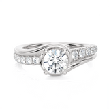 1 ctw Round Lab Grown Diamond Side Stone Engagement Ring