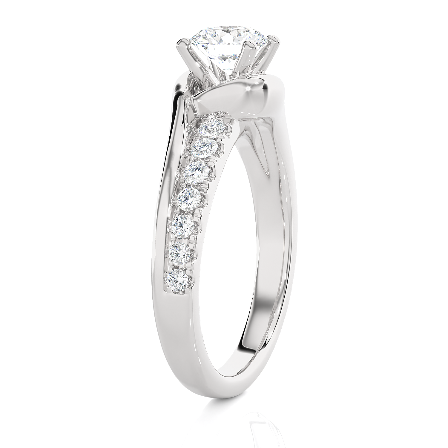 1 ctw Round Lab Grown Diamond Side Stone Engagement Ring