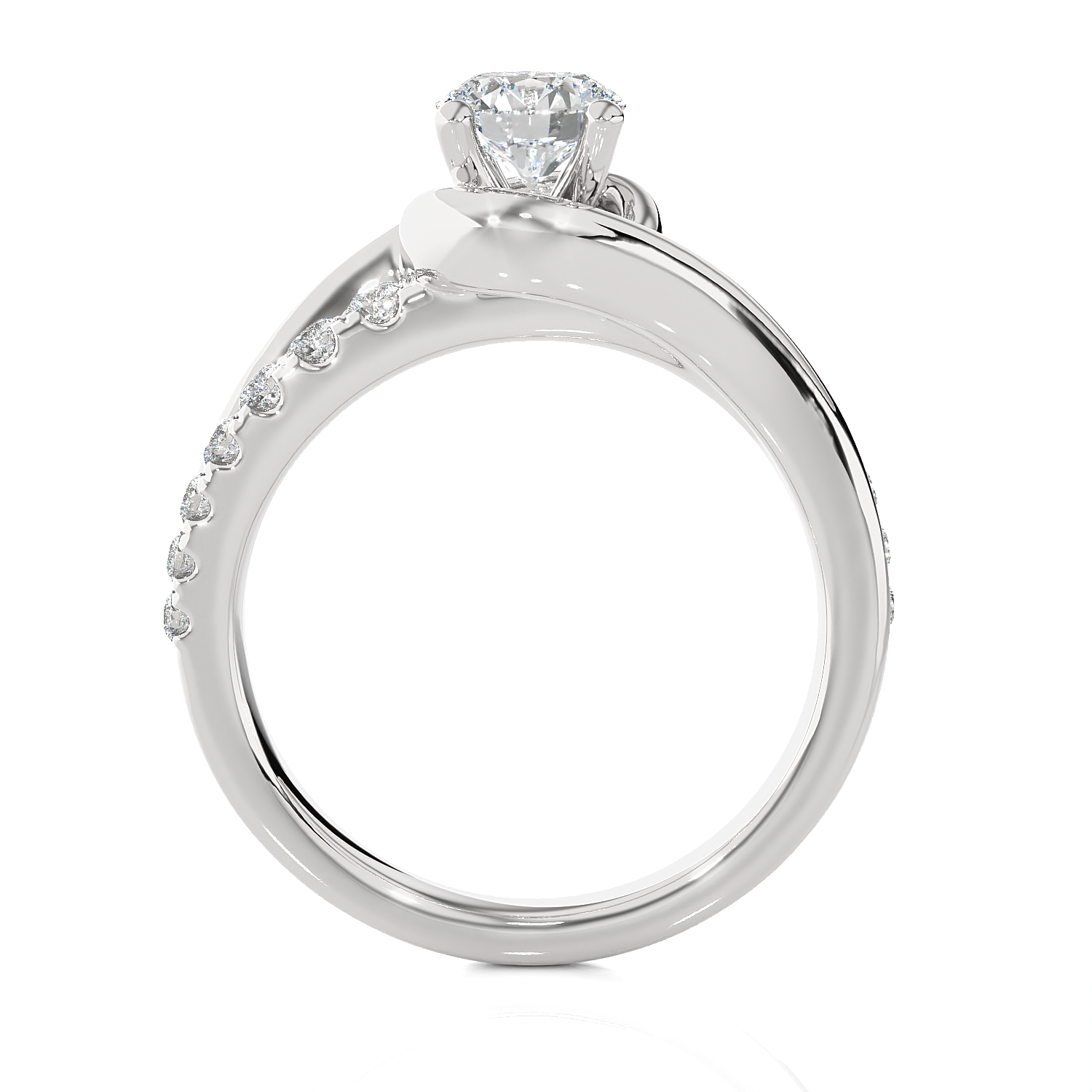 1 ctw Round Lab Grown Diamond Side Stone Engagement Ring