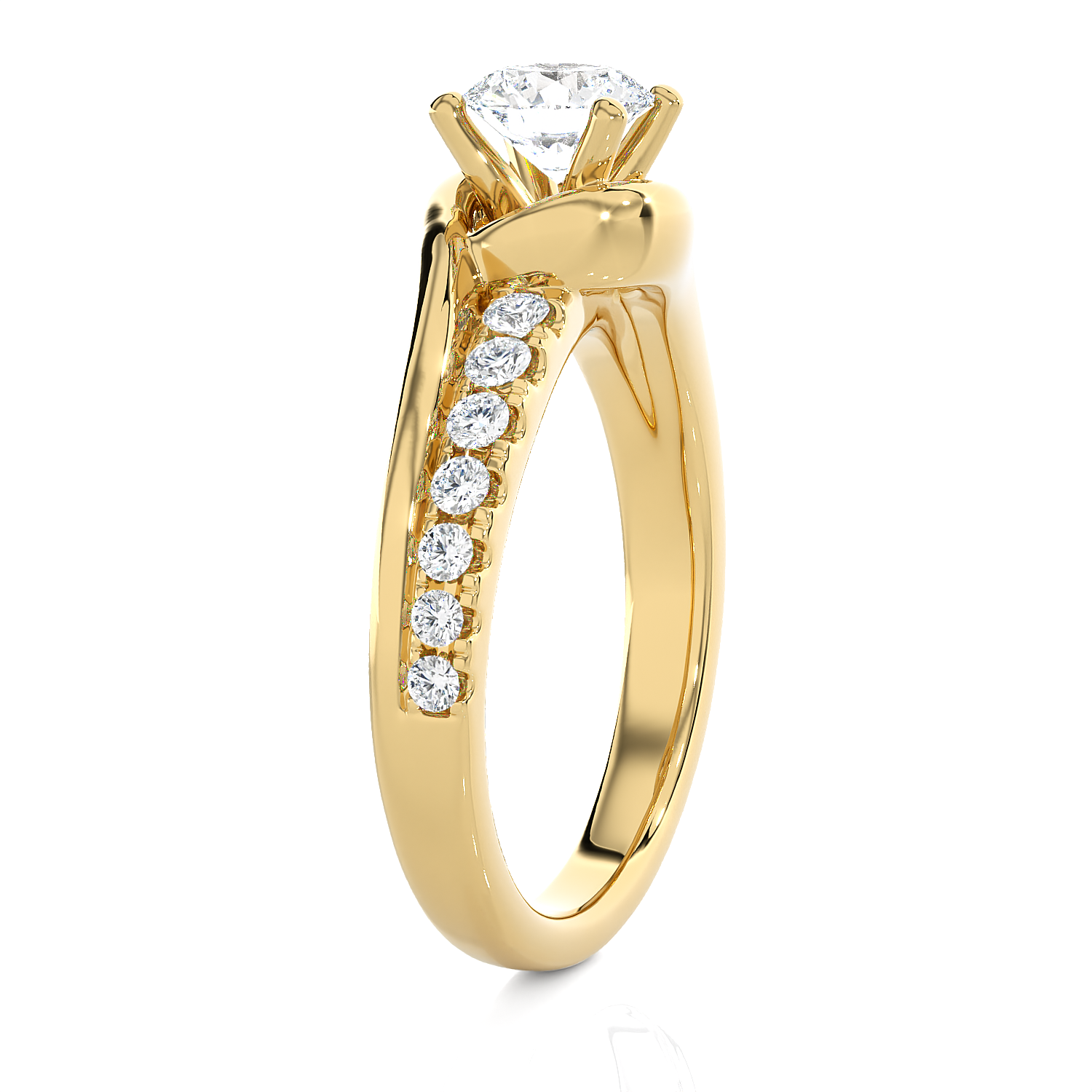 1 ctw Round Lab Grown Diamond Side Stone Engagement Ring