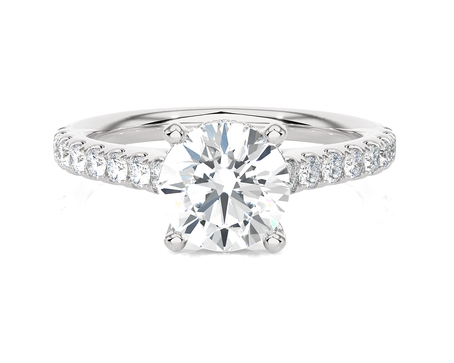 1 7/8 ctw Round Lab Grown Diamond Side Stone Engagement Ring