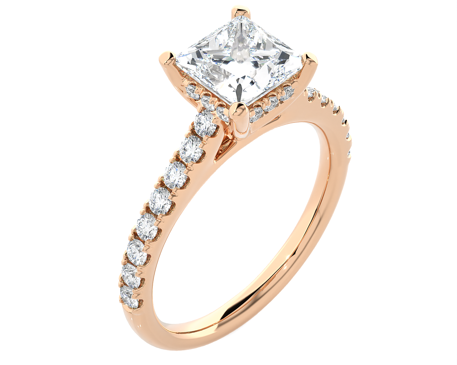 1 7/8 ctw Princess-Cut Lab Grown Diamond Side Stone Engagement Ring