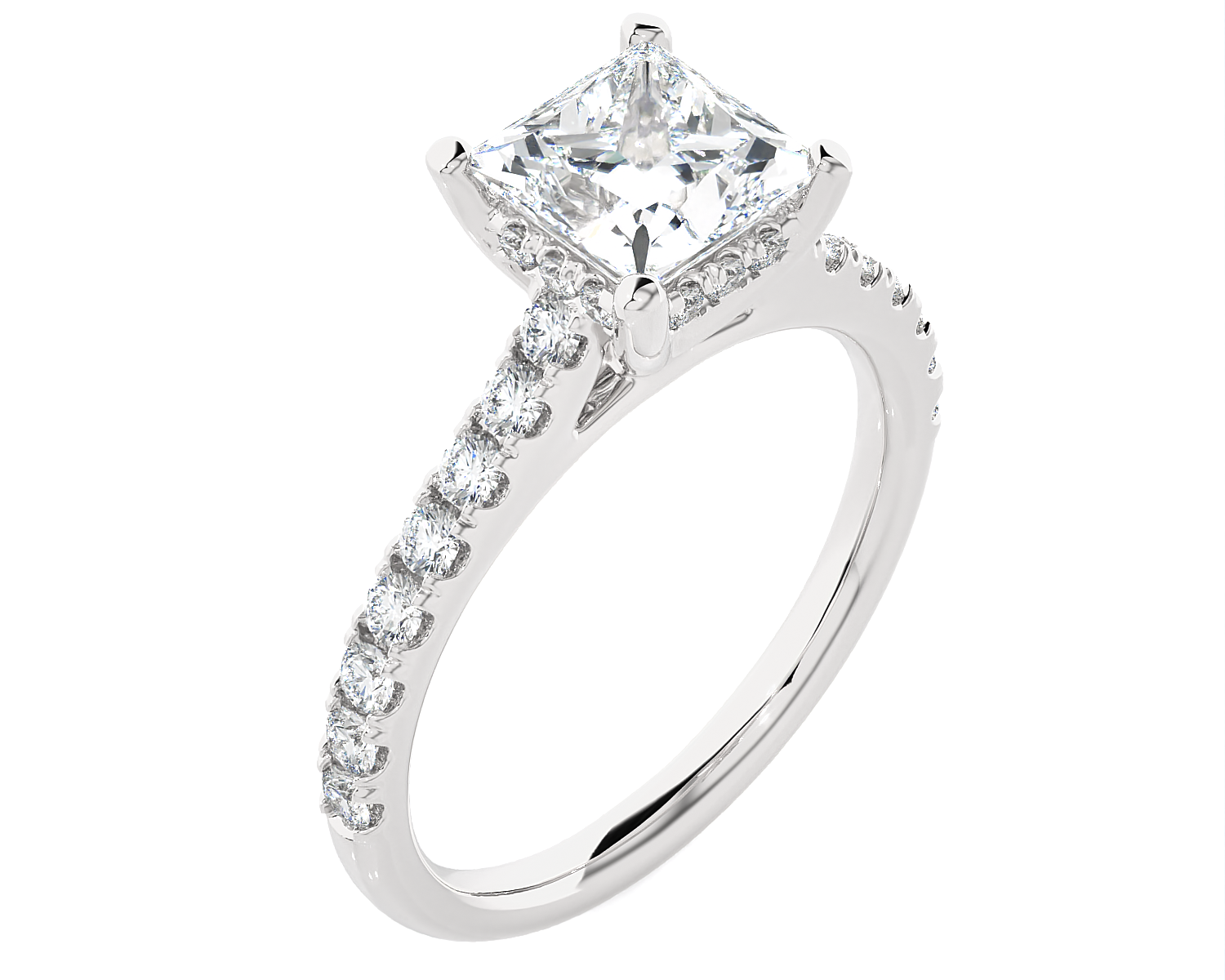 1 7/8 ctw Princess-Cut Lab Grown Diamond Side Stone Engagement Ring