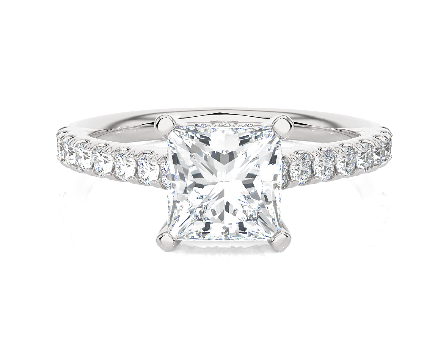 1 7/8 ctw Princess-Cut Lab Grown Diamond Side Stone Engagement Ring