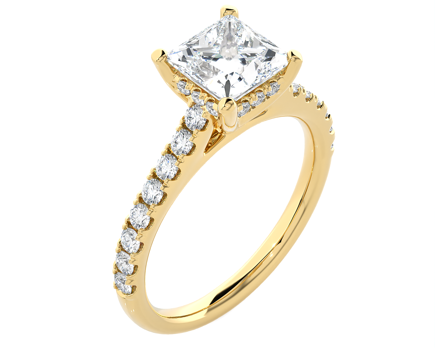 1 7/8 ctw Princess-Cut Lab Grown Diamond Side Stone Engagement Ring