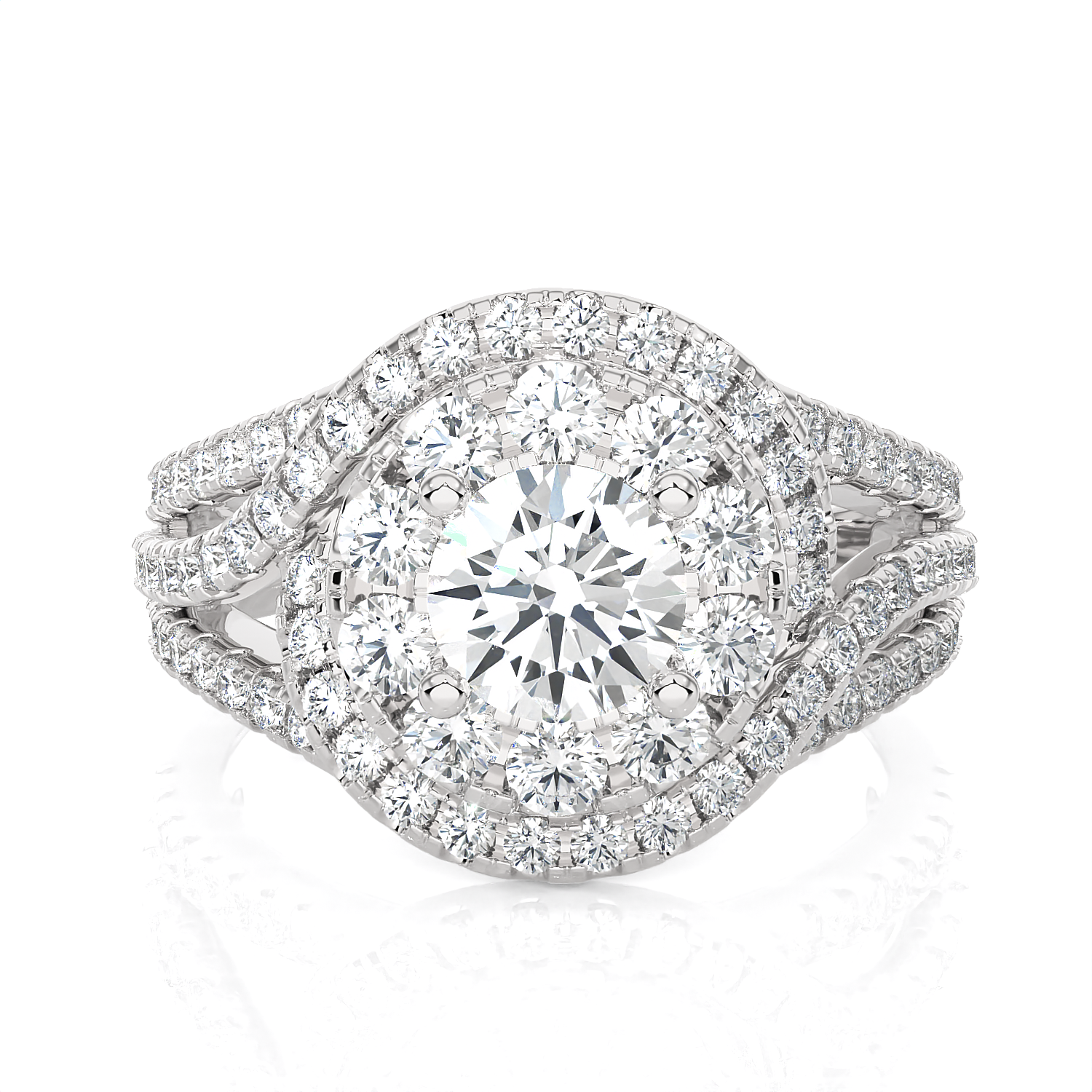 2 ctw Round Lab Grown Diamond Halo Engagement Ring