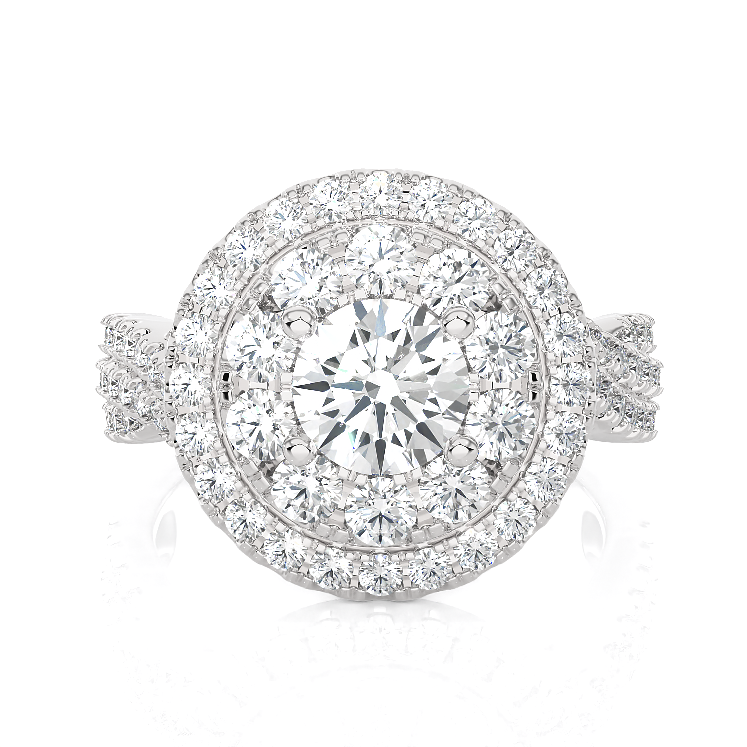 2 3/8 ctw Round Lab Grown Diamond Halo Engagement Ring