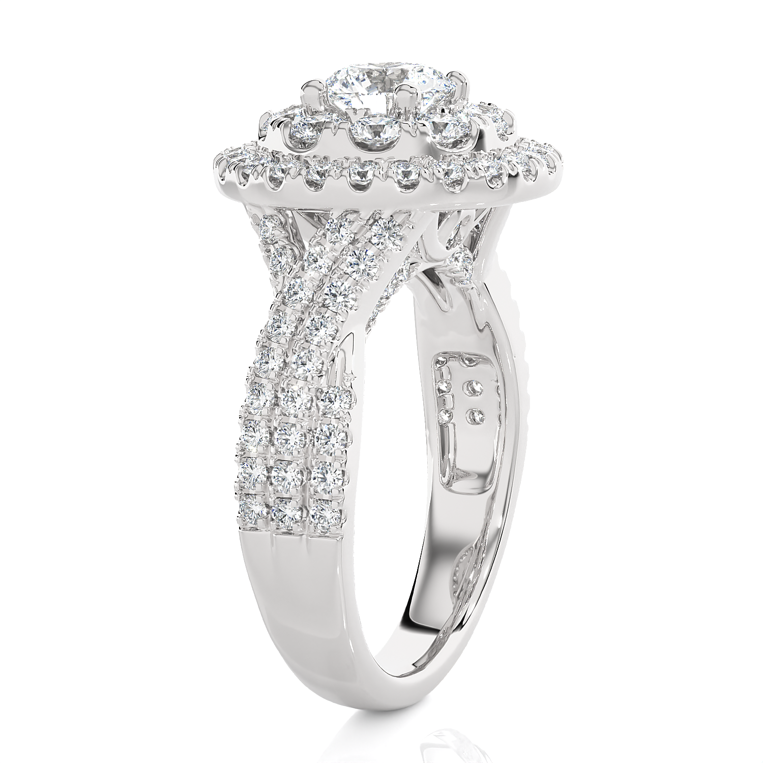 2 3/8 ctw Round Lab Grown Diamond Halo Engagement Ring