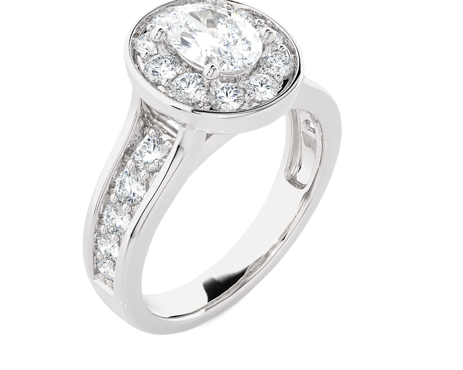 1 3/4 ctw Oval Lab Grown Diamond Halo Engagement Ring