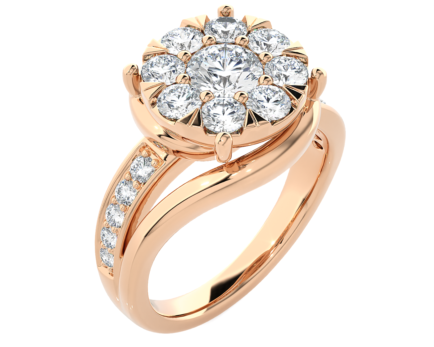 1 5/8 ctw Round Lab Grown Diamond Side Stone Engagement Ring