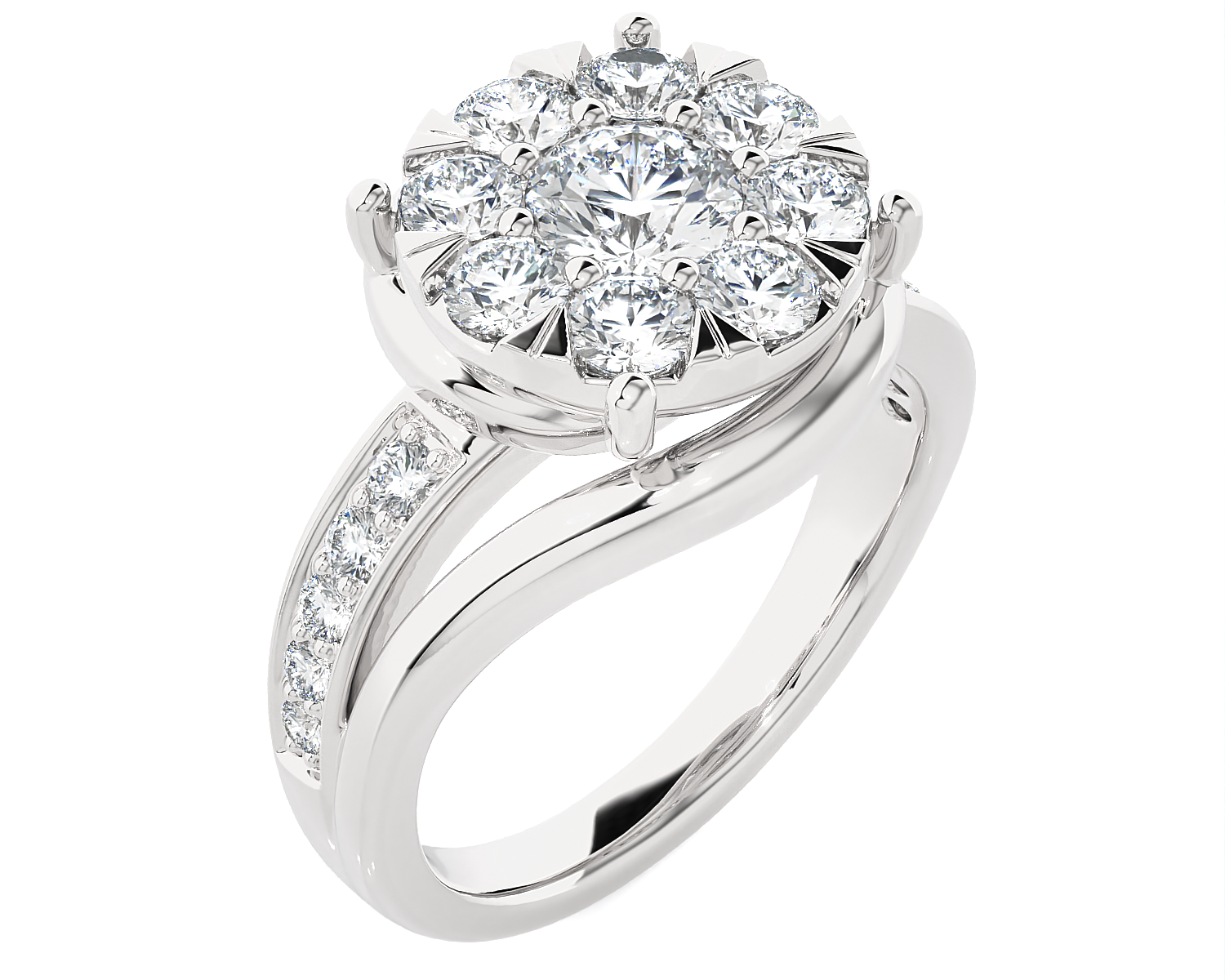 1 5/8 ctw Round Lab Grown Diamond Side Stone Engagement Ring