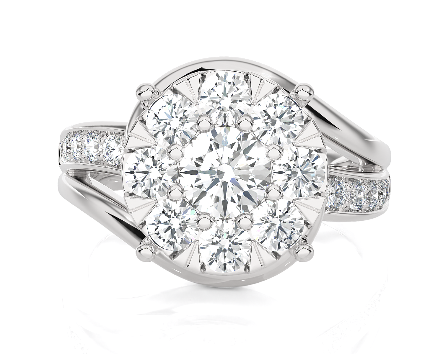 1 5/8 ctw Round Lab Grown Diamond Side Stone Engagement Ring