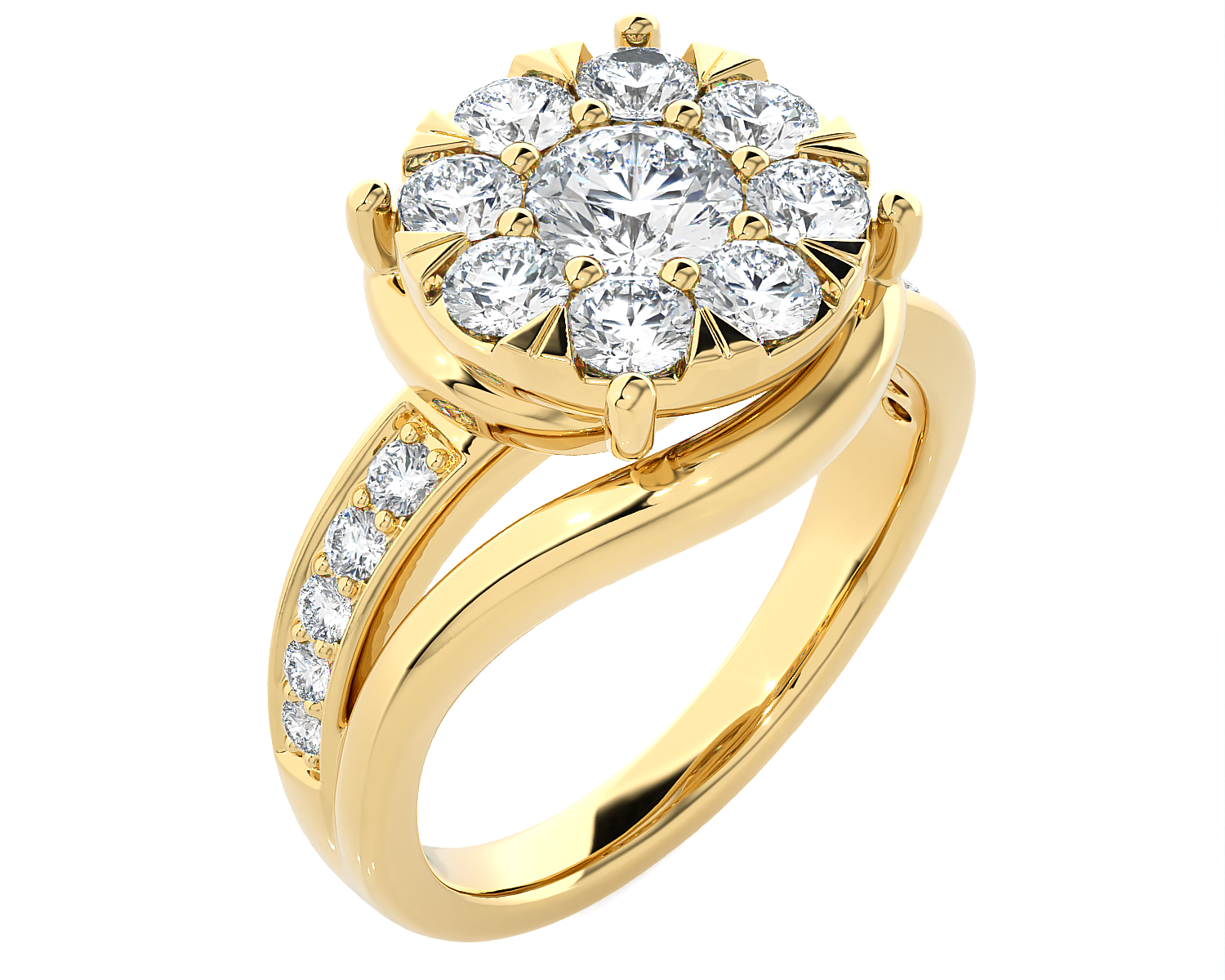 1 5/8 ctw Round Lab Grown Diamond Side Stone Engagement Ring